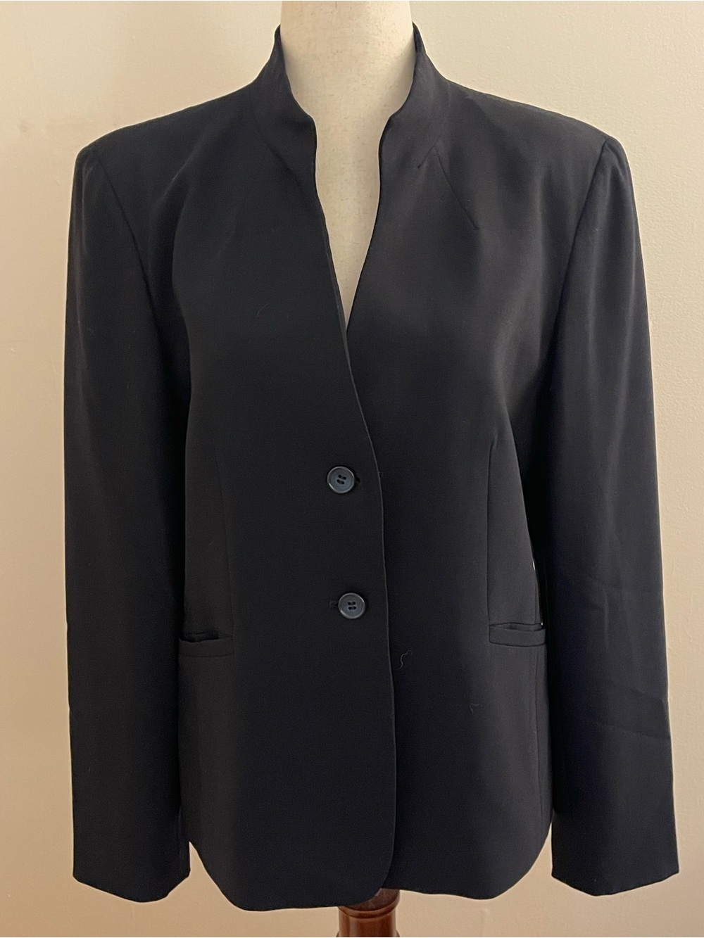 Vintage Talbots Black Mandarin Collar Blazer Jacket Made in Japan Women’s 6 Mini